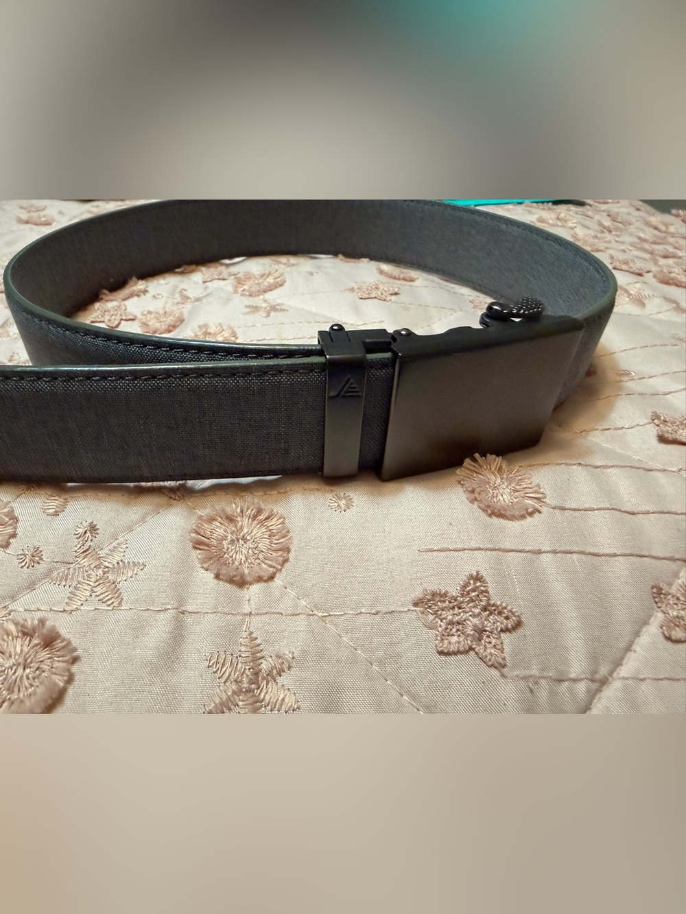 Mission Belt Grey Canvas Ratchet Belt - Matte Black Buckle (Medium 32-35)